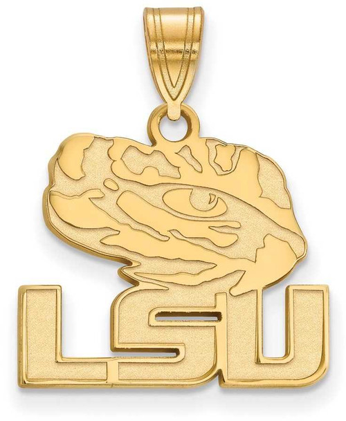 Image of 14K Yellow Gold Louisiana State University Medium Pendant by LogoArt (4Y075LSU)