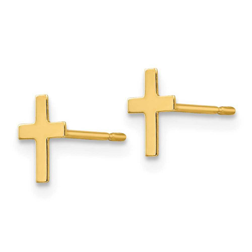 Image of 15mm 14K Yellow Gold Madi K Childrens Cross Post Earrings GK873