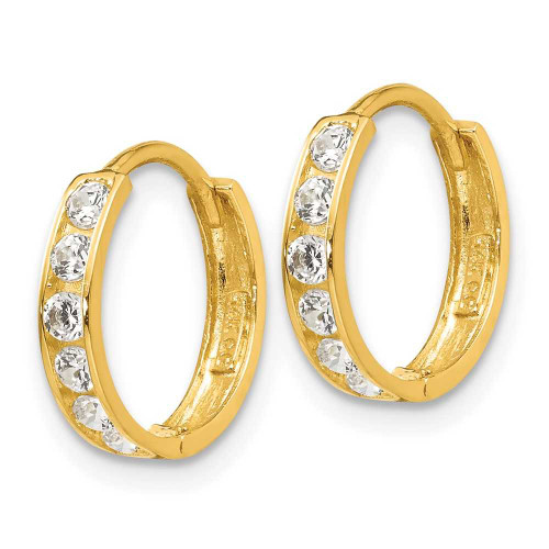 Image of 12mm 14K Yellow Gold Madi K CZ Childrens Hinged Hoop Earrings GK650