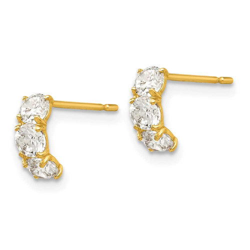 Image of 8mm 14K Yellow Gold Madi K CZ Childrens Three Stone Post Earrings