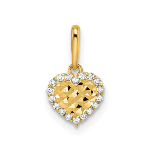 Image of 14K Yellow Gold Madi K CZ Diamond-cut Heart Pendant