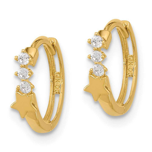 Image of 12.1mm 14K Yellow Gold Madi K CZ Shooting Star Hinged Hoop Earrings