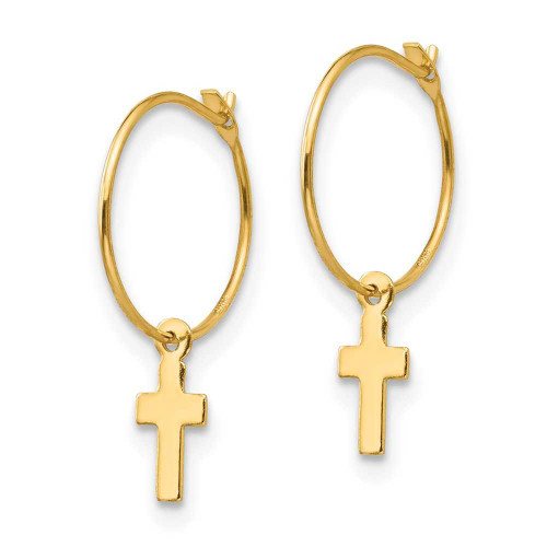 Image of 18mm 14K Yellow Gold Madi K Endless Hoop w/ Small Cross Earrings