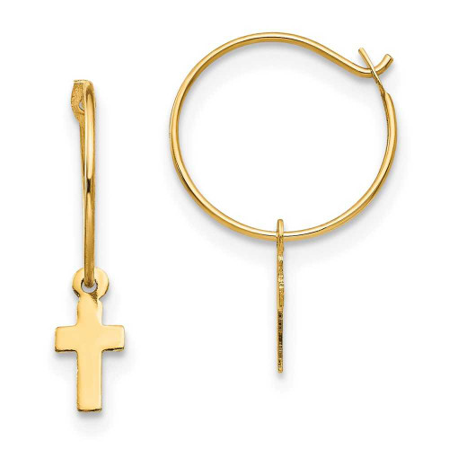 Image of 18mm 14K Yellow Gold Madi K Endless Hoop w/ Small Cross Earrings