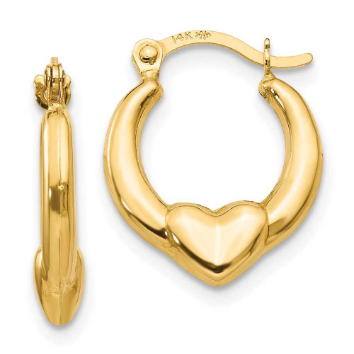 Image of 15mm 14K Yellow Gold Madi K Hollow Heart Hoop Earrings
