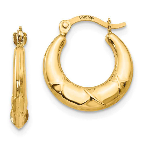 Image of 15mm 14K Yellow Gold Madi K Hollow X Hoop Earrings