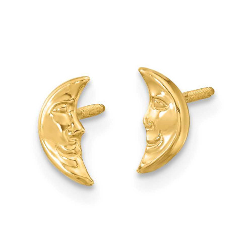Image of 8mm 14K Yellow Gold Madi K Moon w/ Face Post Earrings