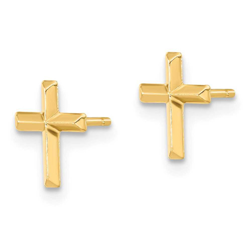Image of 8.8mm 14K Yellow Gold Madi K Polished 3D Cross Stud Post Earrings