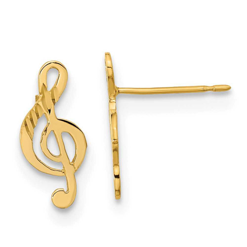 Image of 10mm 14K Yellow Gold Madi K Polished Musical Note Post Earrings