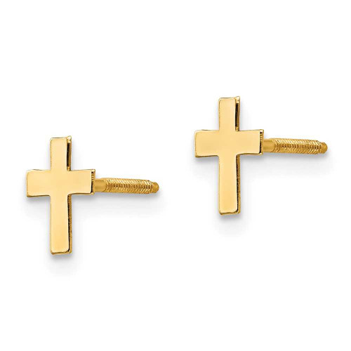 Image of 6mm 14K Yellow Gold Madi K Polished Tiny Cross Silicone Back Earrings