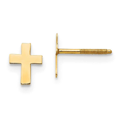 Image of 6mm 14K Yellow Gold Madi K Polished Tiny Cross Silicone Back Earrings