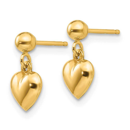Image of 11mm 14K Yellow Gold Madi K Puffed Heart Dangle Earrings