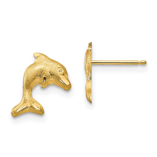 Image of 10mm 14K Yellow Gold Madi K Satin Dolphin Earrings