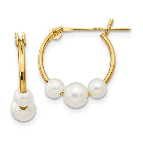 Image of 15mm 14K Yellow Gold Madi K Semi-Round Cultured Freshwater Pearl Hoop Earrings