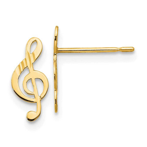 Image of 11mm 14K Yellow Gold Madi K Shiny-Cut Childrens Music Note Post Earrings