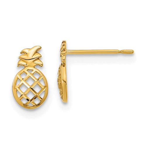 Image of 9mm 14K Yellow Gold Madi K Shiny-Cut Childrens Pineapple Post Earrings