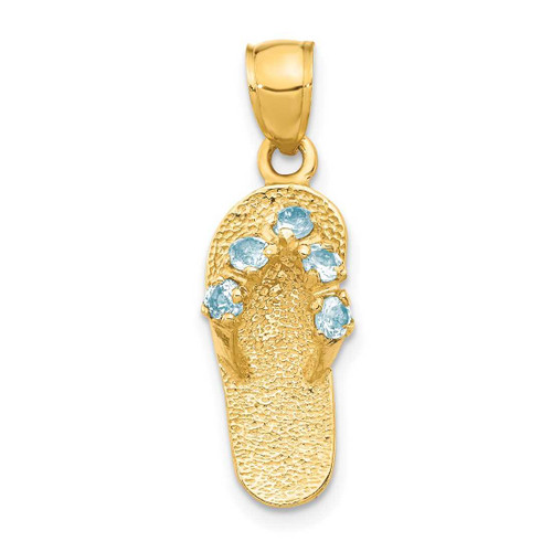 Image of 14K Yellow Gold March/CZ Simulated Birthstone Flip Flop Pendant