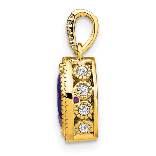 Image of 14K Yellow Gold Marquise Amethyst & Diamond Pendant