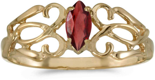 Image of 14k Yellow Gold Marquise Garnet Filigree Ring (CM-RM1188X-01)