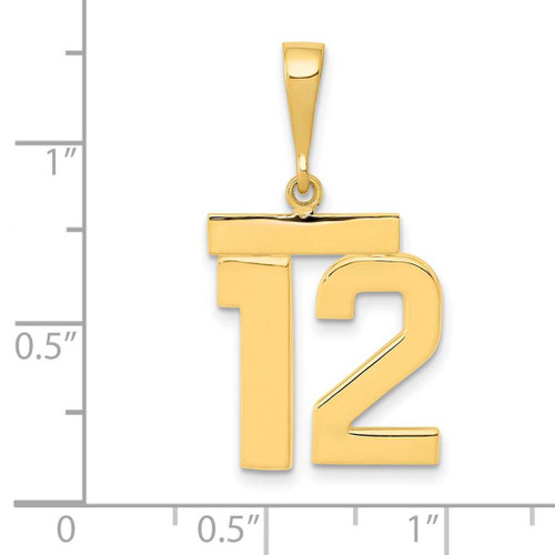 Image of 14K Yellow Gold Medium Polished Number 12 Pendant MP12