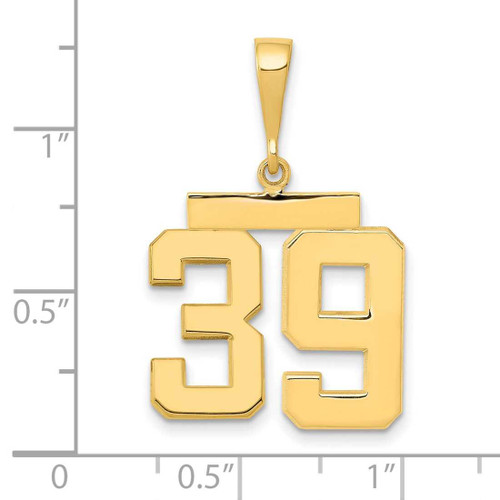 Image of 14K Yellow Gold Medium Polished Number 39 Pendant MP39