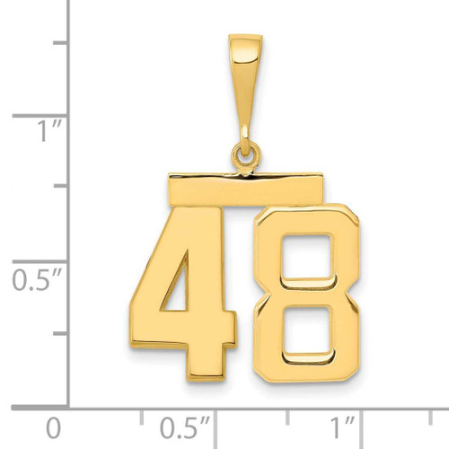 Image of 14K Yellow Gold Medium Polished Number 48 Pendant MP48