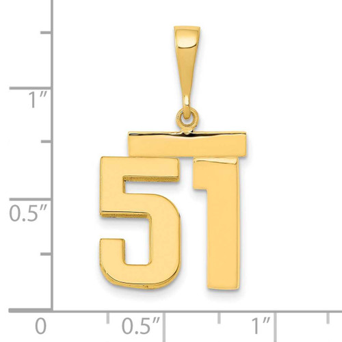 Image of 14K Yellow Gold Medium Polished Number 51 Pendant MP51