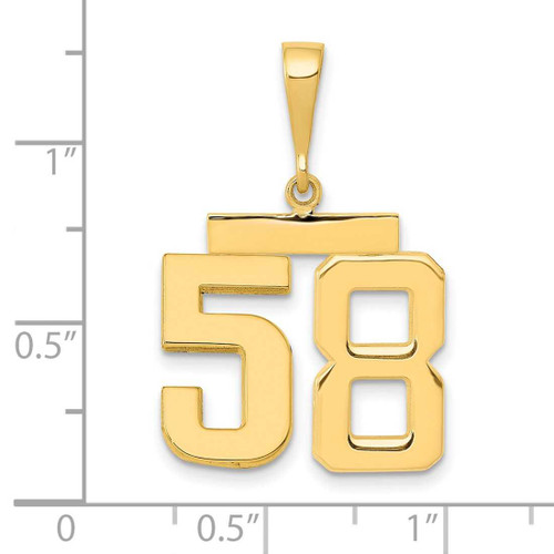 Image of 14K Yellow Gold Medium Polished Number 58 Pendant MP58