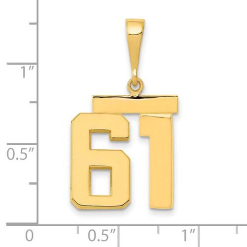 Image of 14K Yellow Gold Medium Polished Number 61 Pendant MP61