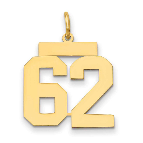 Image of 14K Yellow Gold Medium Polished Number 62 Charm LM62