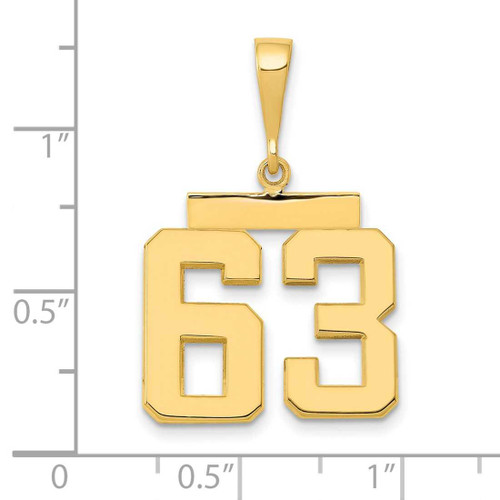 Image of 14K Yellow Gold Medium Polished Number 63 Pendant MP63