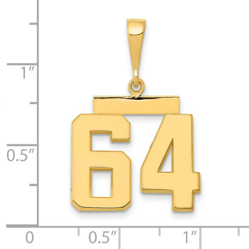 Image of 14K Yellow Gold Medium Polished Number 64 Pendant MP64