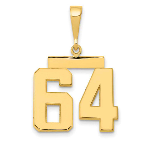 Image of 14K Yellow Gold Medium Polished Number 64 Pendant MP64