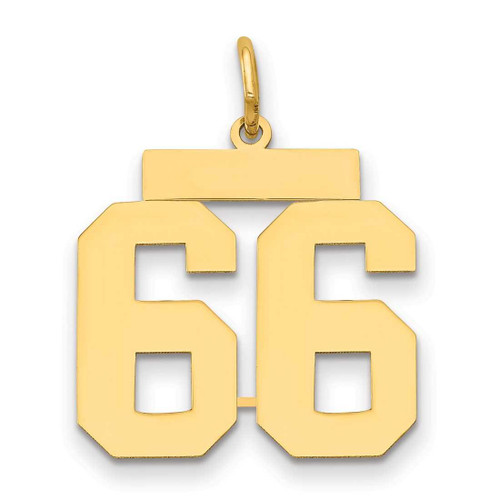 Image of 14K Yellow Gold Medium Polished Number 66 Charm LM66
