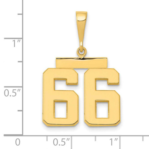 Image of 14K Yellow Gold Medium Polished Number 66 Pendant MP66