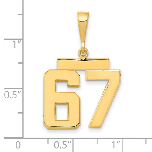 Image of 14K Yellow Gold Medium Polished Number 67 Pendant MP67