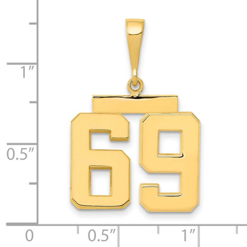 Image of 14K Yellow Gold Medium Polished Number 69 Pendant MP69