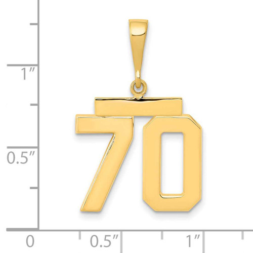 Image of 14K Yellow Gold Medium Polished Number 70 Pendant MP70