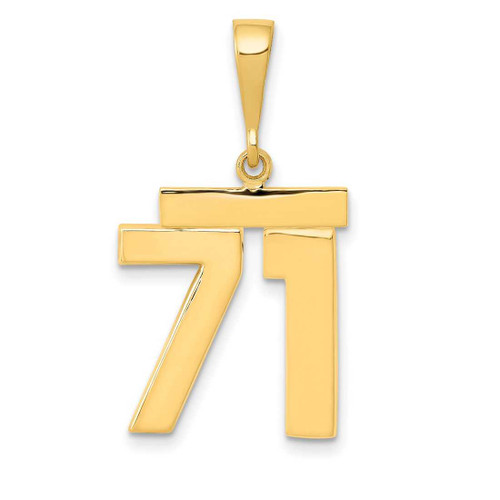 Image of 14K Yellow Gold Medium Polished Number 71 Pendant MP71