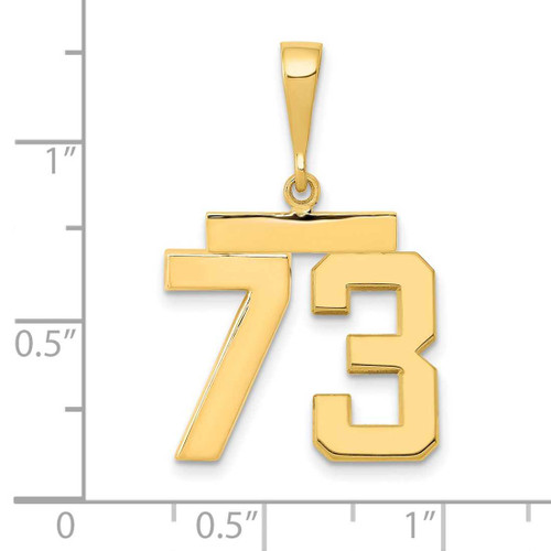Image of 14K Yellow Gold Medium Polished Number 73 Pendant MP73