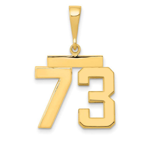 Image of 14K Yellow Gold Medium Polished Number 73 Pendant MP73