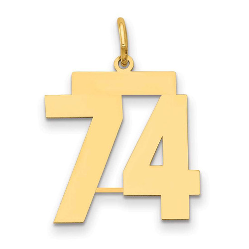 Image of 14K Yellow Gold Medium Polished Number 74 Charm LM74