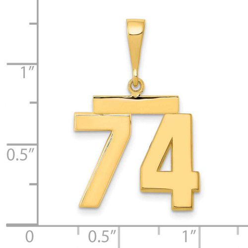 Image of 14K Yellow Gold Medium Polished Number 74 Pendant MP74