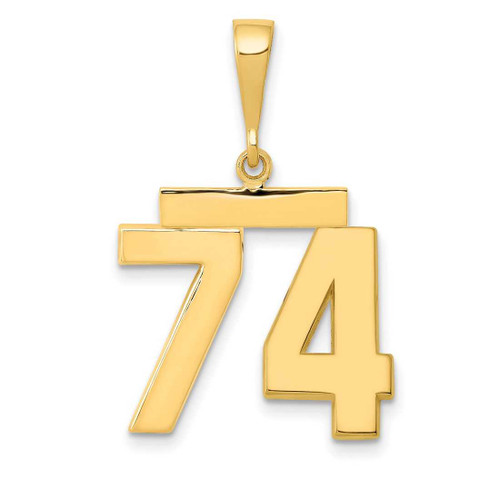 Image of 14K Yellow Gold Medium Polished Number 74 Pendant MP74
