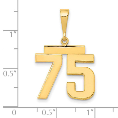 Image of 14K Yellow Gold Medium Polished Number 75 Pendant MP75