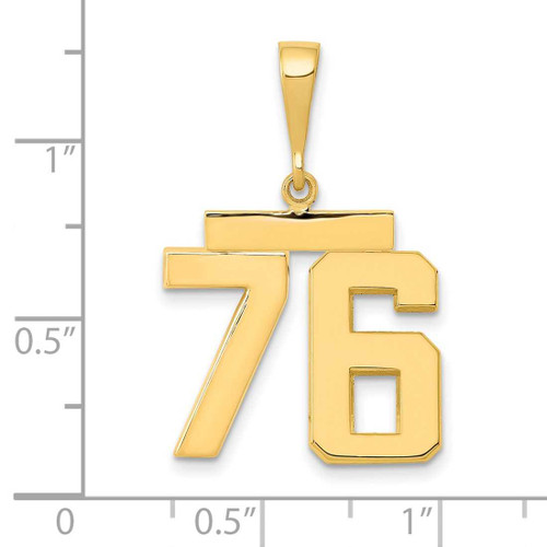 Image of 14K Yellow Gold Medium Polished Number 76 Pendant MP76