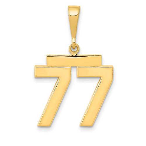 Image of 14K Yellow Gold Medium Polished Number 77 Pendant MP77