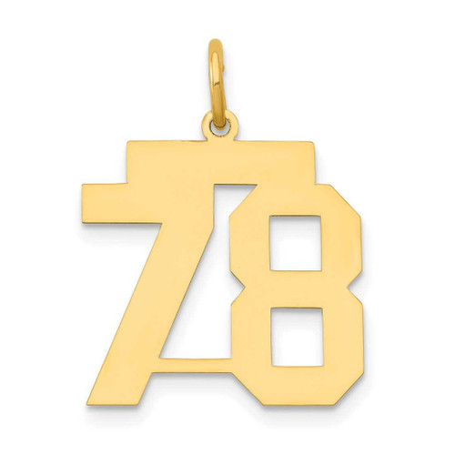 Image of 14K Yellow Gold Medium Polished Number 78 Charm LM78