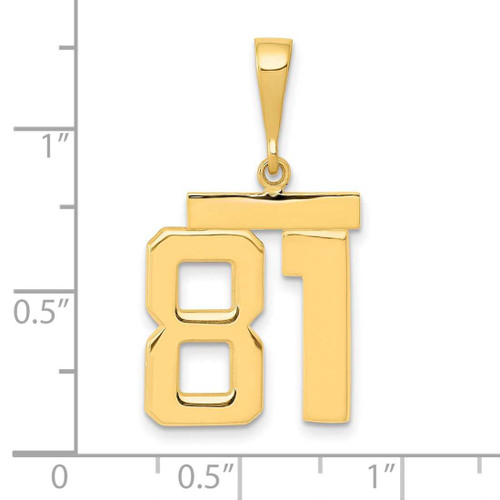 Image of 14K Yellow Gold Medium Polished Number 81 Pendant MP81