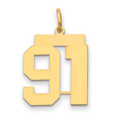 Image of 14K Yellow Gold Medium Polished Number 91 Charm LM91